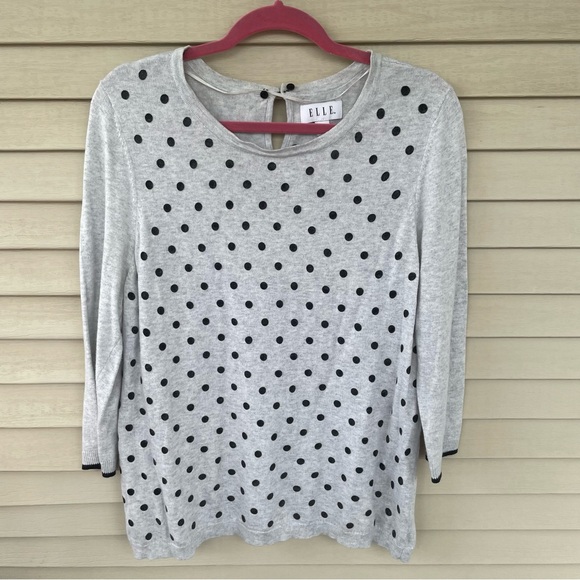 Elle Flocked Dot Crewneck Sweater Size XL - Picture 5 of 12